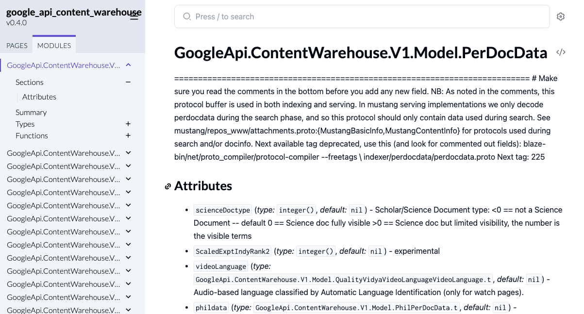 GoogleAPI PerDocDataのページ